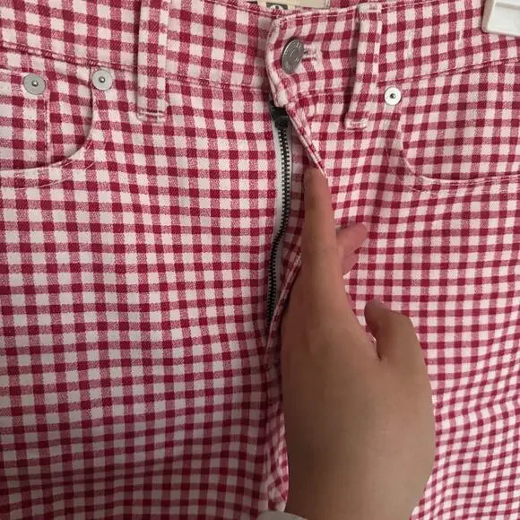 Madewell The Perfect Vintage Jean in Rosy Hibiscus Gingham Check Preppy Picnic - Picture 9 of 14